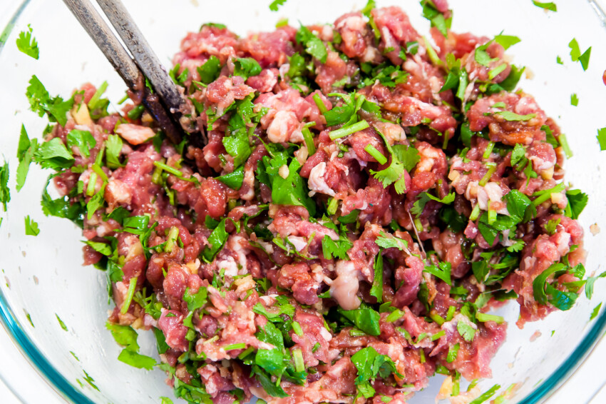 beef dumpling with diced lamb tail
